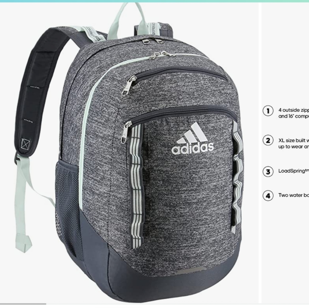 NWOT Adidas backpack grey and mint